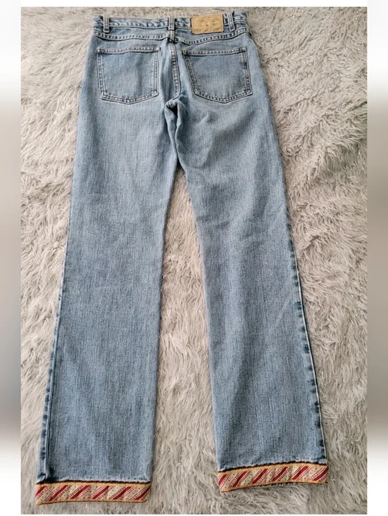 Vintage American Eagle Festival Cottagecore Blue Jeans Boho 90s Y2k Hippie 2 - Picture 7 of 12